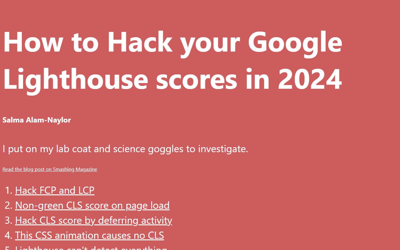 Screenshot of the archived copy of hacking-lighthouse.netlify.app from 2026-05-17